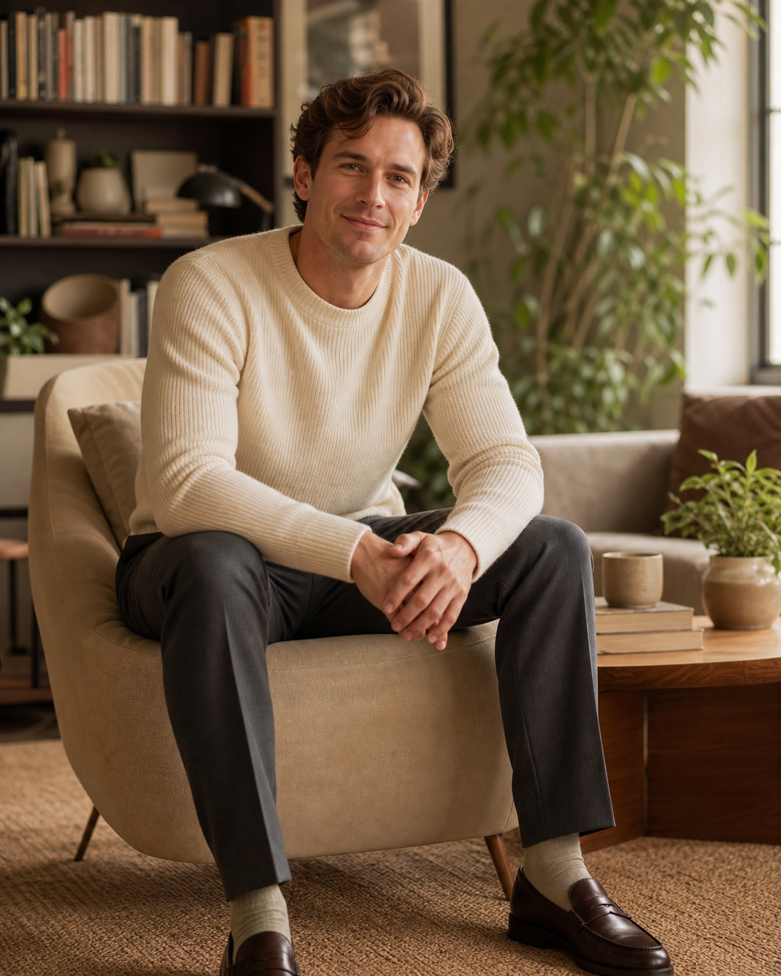 Commercial-safe handsome lifestyle male character example